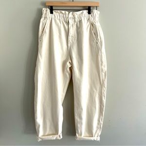 Zara Paper Bag Baggy Jeans Cream Size 8